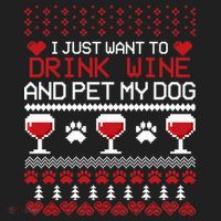 Drink Wine And Pet My Dog Ugly Christmas Hat thumb 2