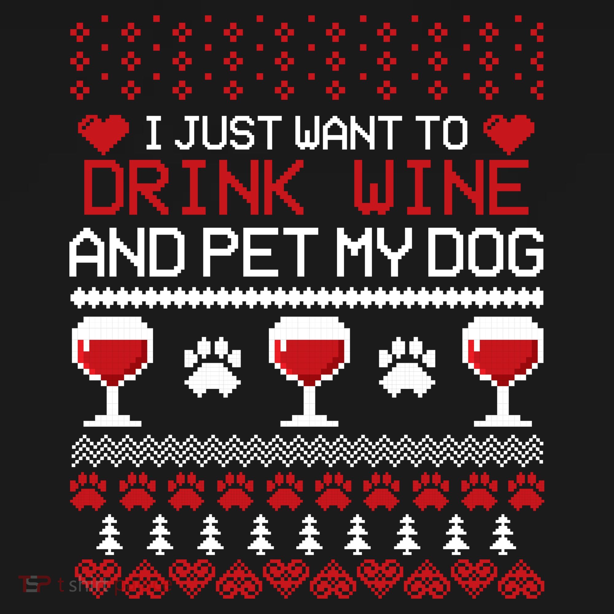 Drink Wine And Pet My Dog Ugly Christmas Visor