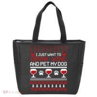 Drink Wine And Pet My Dog Ugly Christmas Tote Bag thumb 0