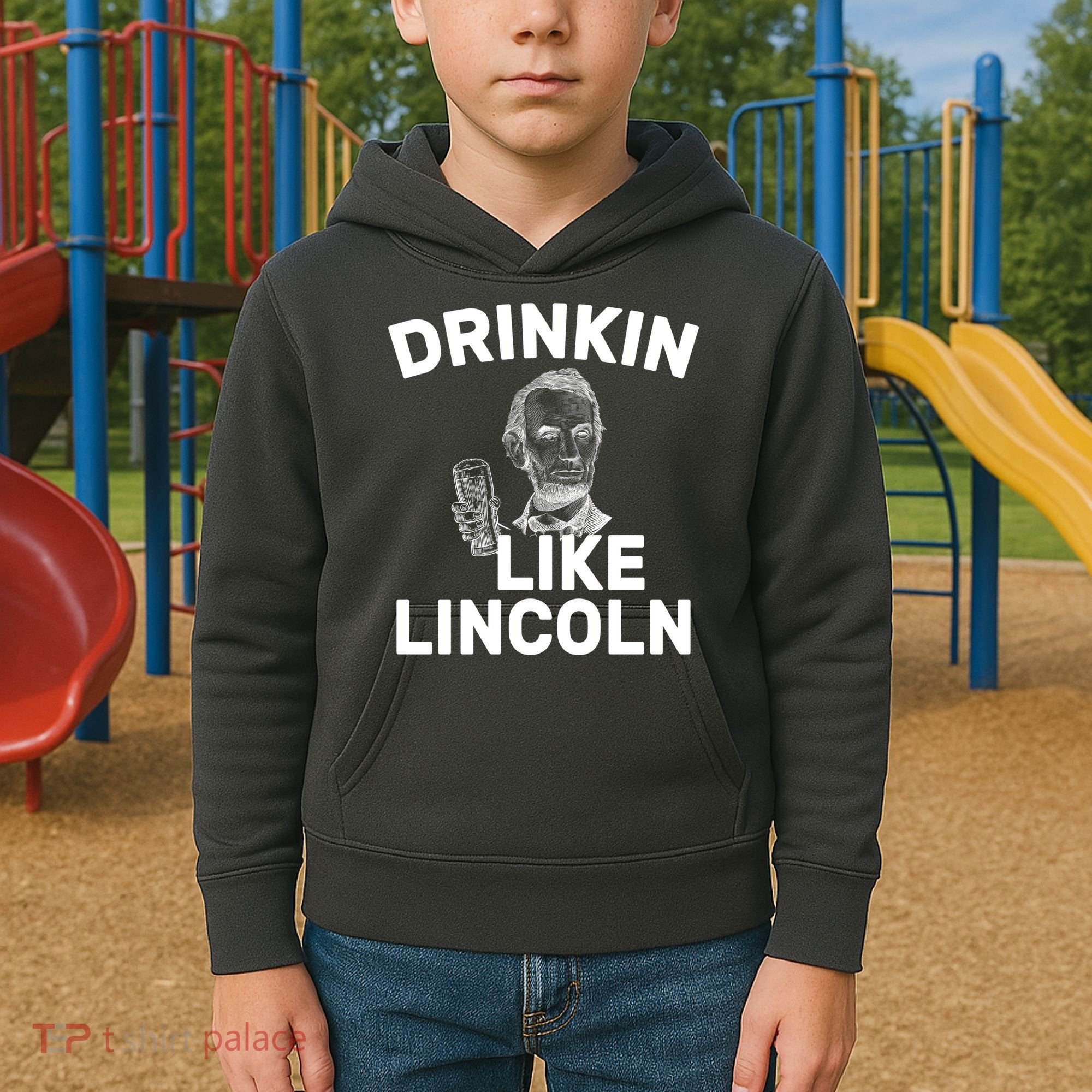 Drinkin Like Lincoln Kids Hoodie