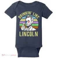 Drinkin' Like Lincoln Retro Abraham Baby Bodysuit thumb 0