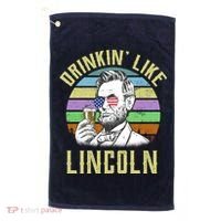 Drinkin' Like Lincoln Retro Abraham Golf Towel thumb 0