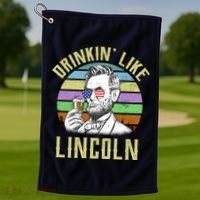 Drinkin' Like Lincoln Retro Abraham Golf Towel thumb 1