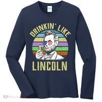 Drinkin' Like Lincoln Retro Abraham Women's Long Sleeve Shirt thumb 0