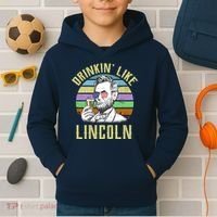 Drinkin' Like Lincoln Retro Abraham Kids Hoodie thumb 2