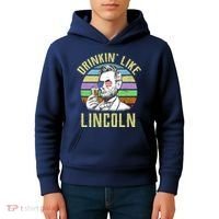 Drinkin' Like Lincoln Retro Abraham Kids Hoodie thumb 4