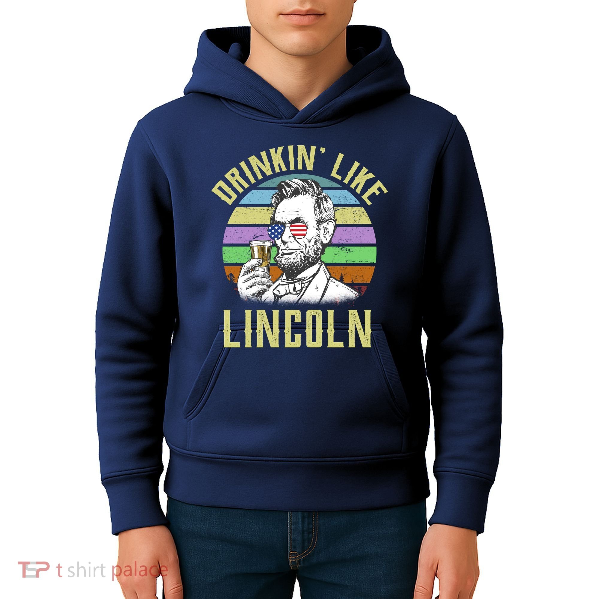 Drinkin' Like Lincoln Retro Abraham Kids Hoodie
