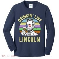 Drinkin' Like Lincoln Retro Abraham Kids Long Sleeve Shirt thumb 0