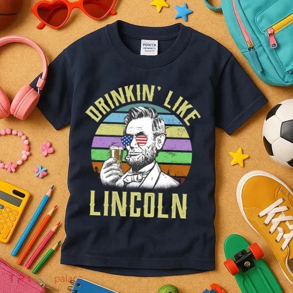 Drinkin' Like Lincoln Retro Abraham Kids T-Shirt