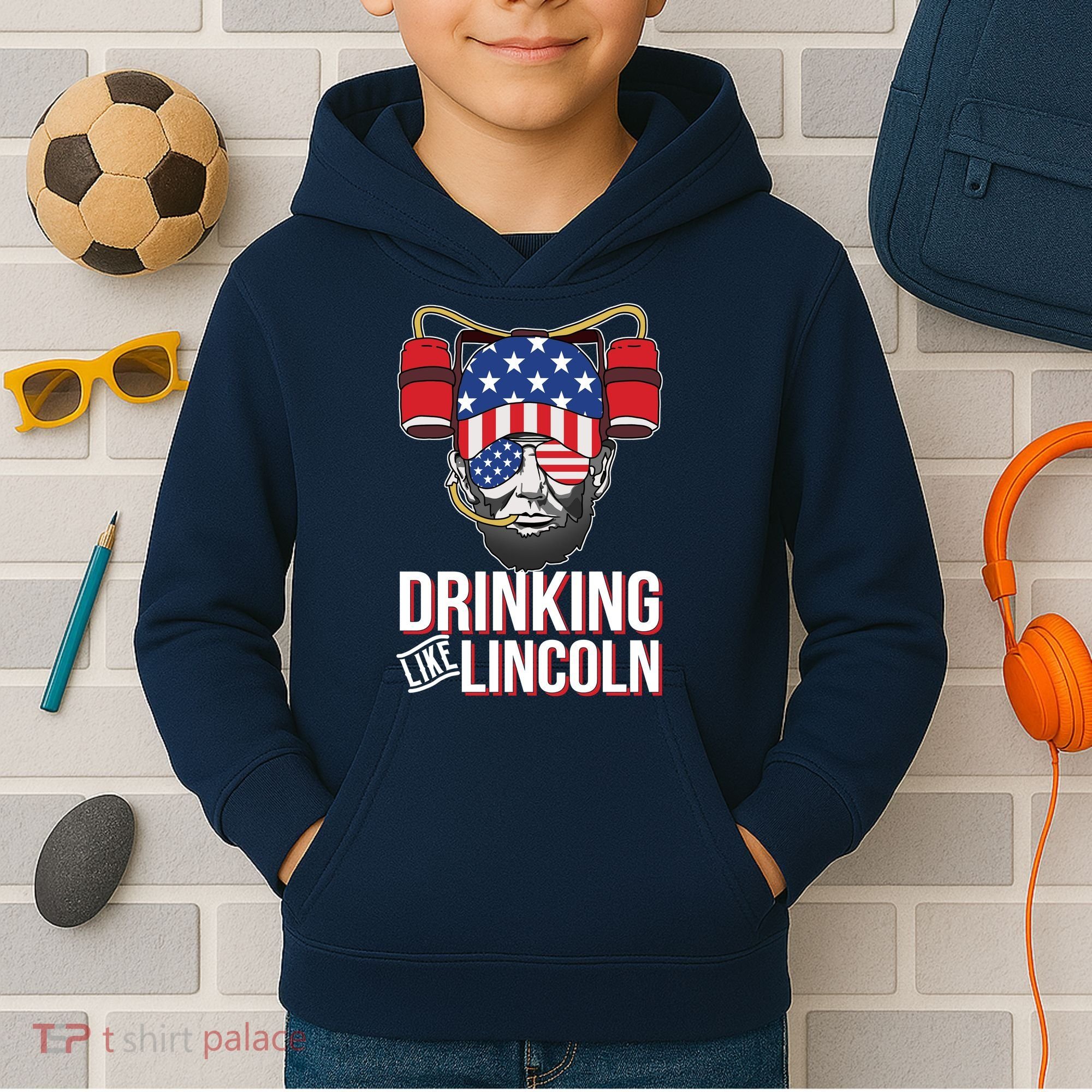 Drinking Like Lincoln Kids Hoodie