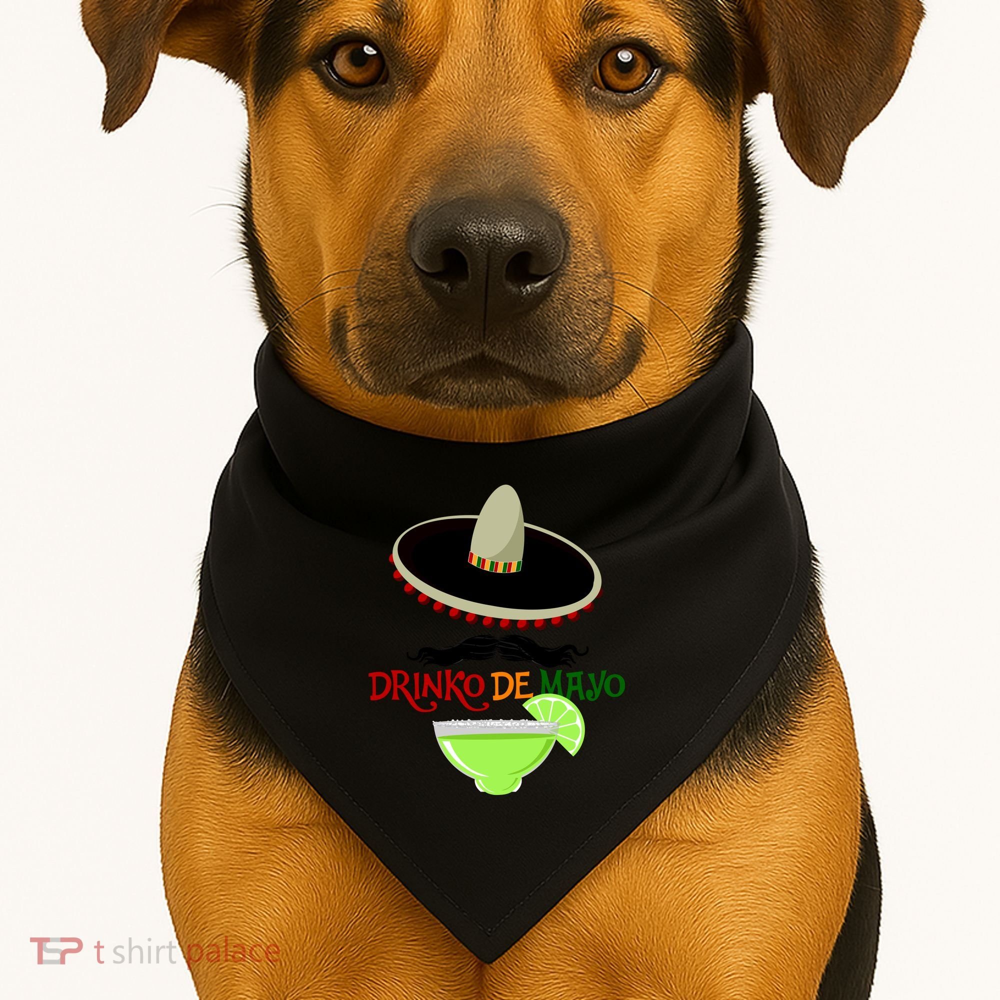 Drinko De Mayo Funny Cinco De Mayo Mustache Sombrero USA-Made Doggie Bandana