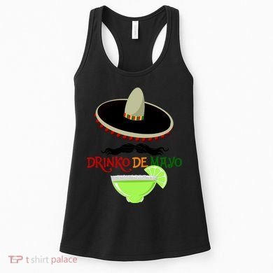 Drinko De Mayo Funny Cinco De Mayo Mustache Sombrero Women's Tank Top