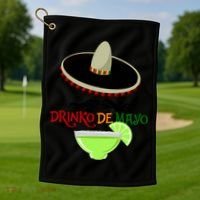 Drinko De Mayo Funny Cinco De Mayo Mustache Sombrero Golf Towel thumb 1