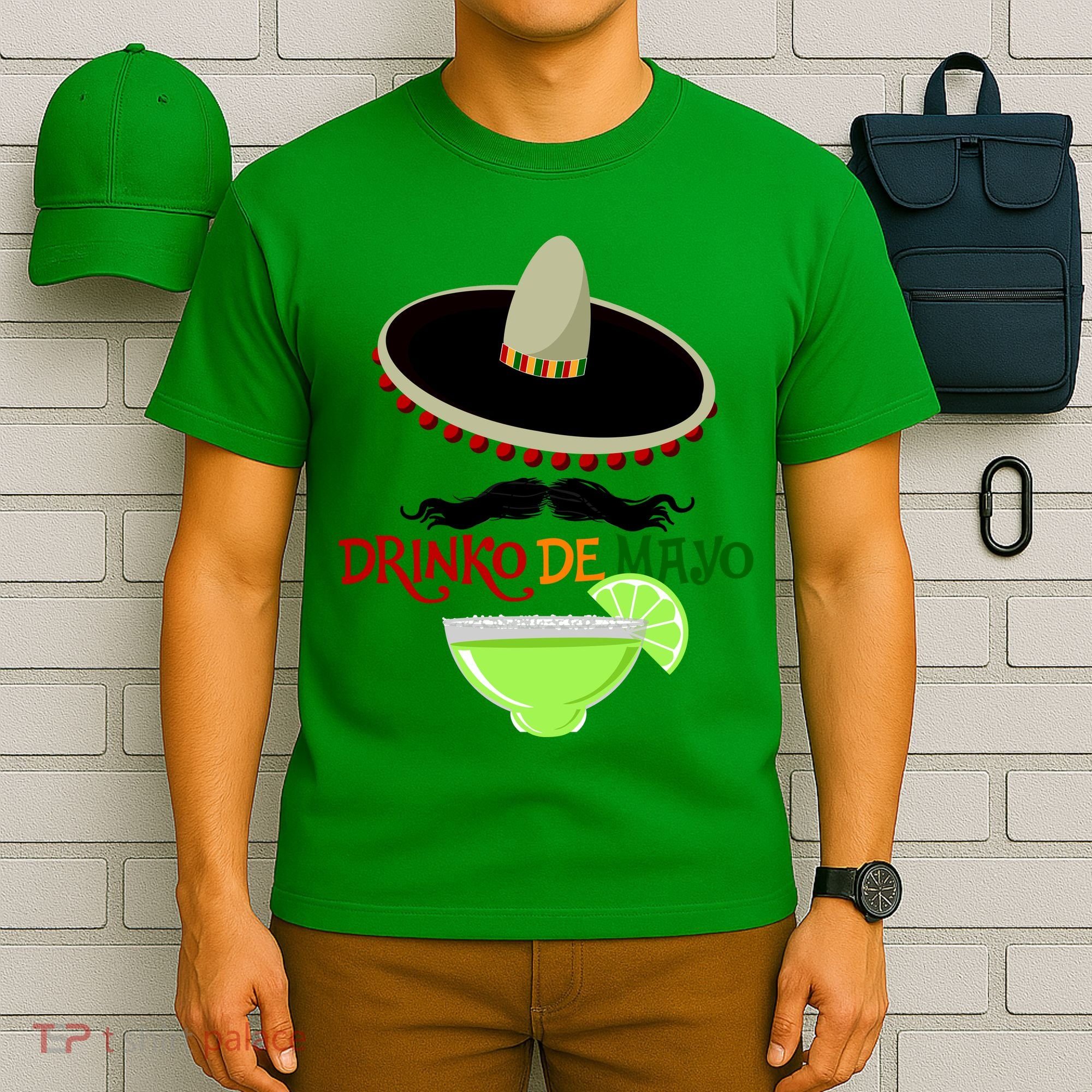 Drinko De Mayo Funny Cinco De Mayo Mustache Sombrero T-Shirt
