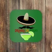 Drinko De Mayo Funny Cinco De Mayo Mustache Sombrero Coaster thumb 0