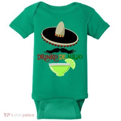 Drinko De Mayo Funny Cinco De Mayo Mustache Sombrero Baby Bodysuit