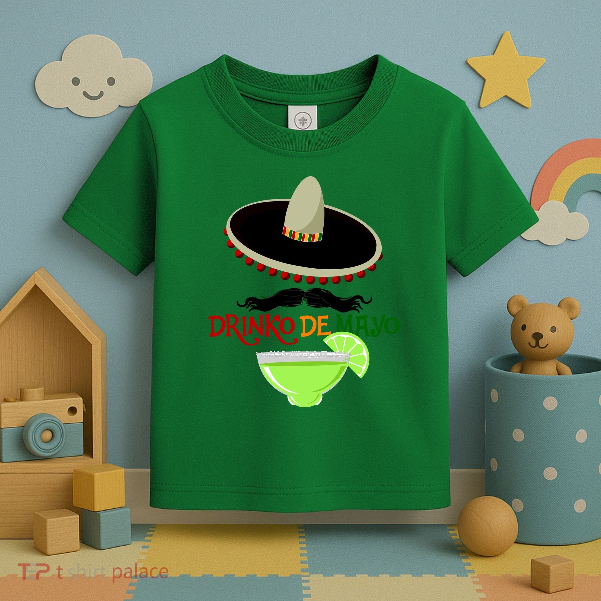 Drinko De Mayo Funny Cinco De Mayo Mustache Sombrero Toddler T-Shirt