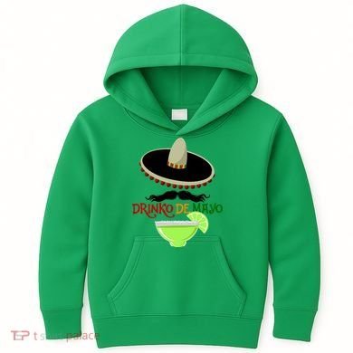 Drinko De Mayo Funny Cinco De Mayo Mustache Sombrero Kids Hoodie