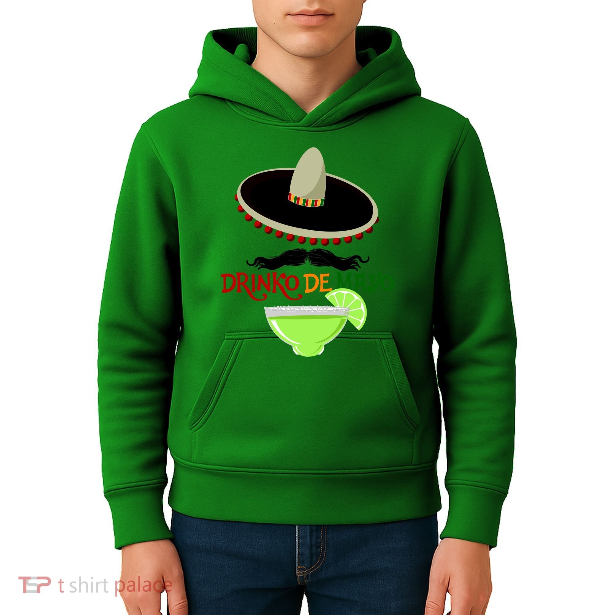 Drinko De Mayo Funny Cinco De Mayo Mustache Sombrero Kids Hoodie