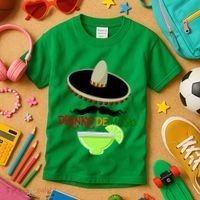 Drinko De Mayo Funny Cinco De Mayo Mustache Sombrero Kids T-Shirt thumb 3