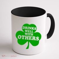 Drinks Well With Others Funny St. Patrick's Day Drinking Coffee Mug thumb 1