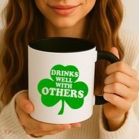 Drinks Well With Others Funny St. Patrick's Day Drinking Coffee Mug thumb 3