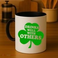 Drinks Well With Others Funny St. Patrick's Day Drinking Coffee Mug thumb 4