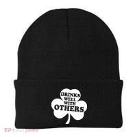 Drinks Well With Others Funny St. Patrick's Day Drinking Beanie thumb 0