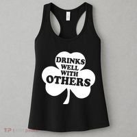 Drinks Well With Others Funny St. Patrick's Day Drinking Women's Tank Top thumb 3