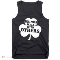 Drinks Well With Others Funny St. Patrick's Day Drinking Tank Top thumb 0