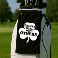 Drinks Well With Others Funny St. Patrick's Day Drinking Golf Towel thumb 2