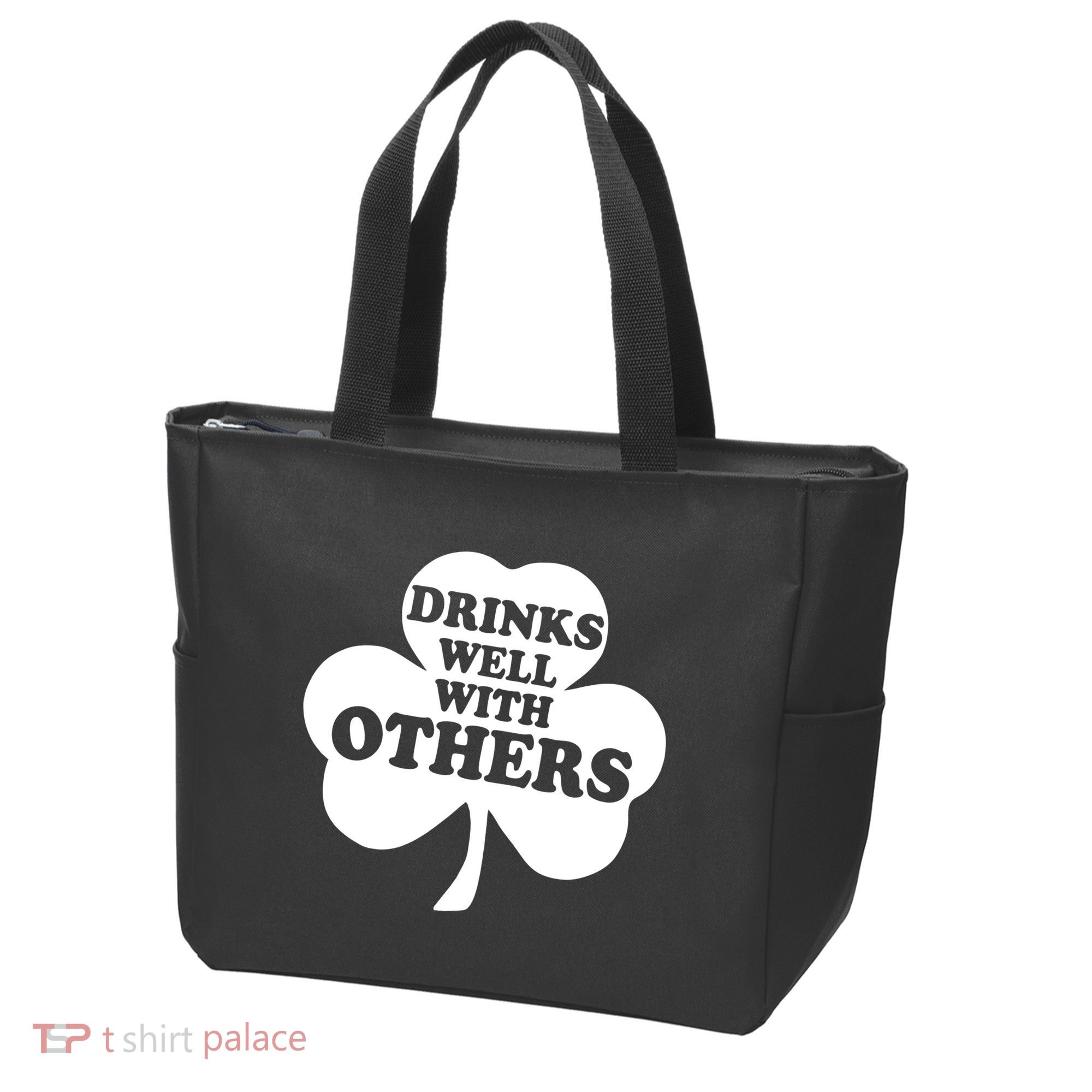 Drinks Well With Others Funny St. Patrick's Day Drinking Tote Bag