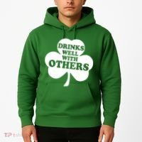 Drinks Well With Others Funny St. Patrick's Day Drinking Hoodie thumb 2