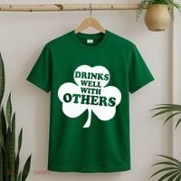 Drinks Well With Others Funny St. Patrick's Day Drinking T-Shirt thumb 2