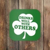 Drinks Well With Others Funny St. Patrick's Day Drinking Coaster thumb 0