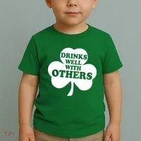 Drinks Well With Others Funny St. Patrick's Day Drinking Toddler T-Shirt thumb 2