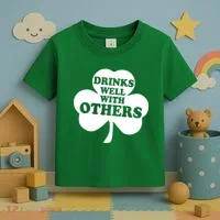Drinks Well With Others Funny St. Patrick's Day Drinking Toddler T-Shirt thumb 3