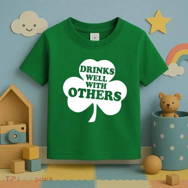 Drinks Well With Others Funny St. Patrick's Day Drinking Toddler T-Shirt