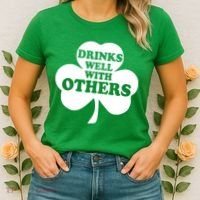 Drinks Well With Others Funny St. Patrick's Day Drinking Women's T-Shirt thumb 2