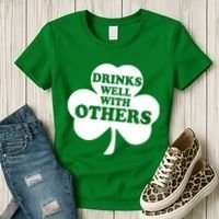 Drinks Well With Others Funny St. Patrick's Day Drinking Women's T-Shirt thumb 3