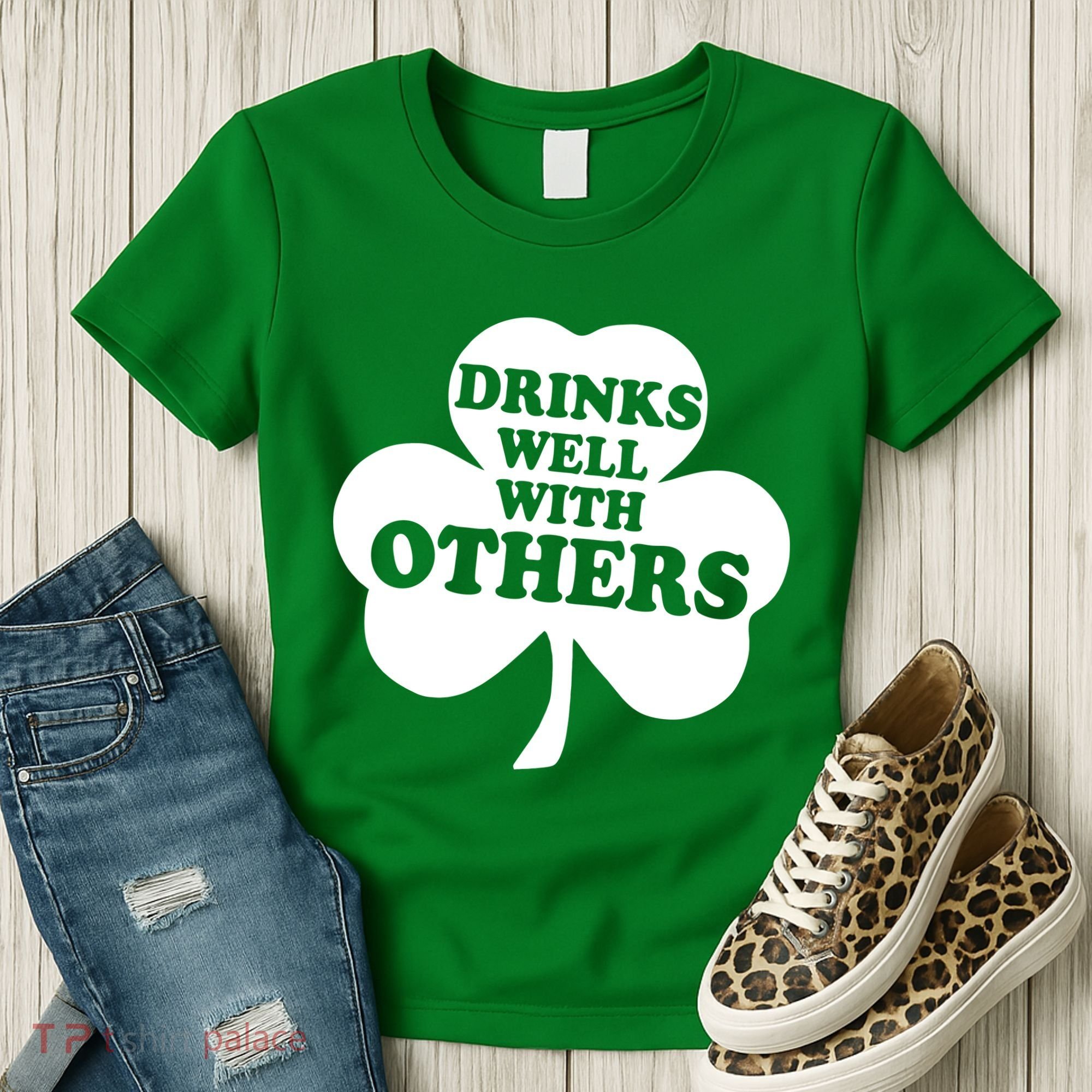 Drinks Well With Others Funny St. Patrick's Day Drinking Women's T-Shirt