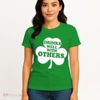 Drinks Well With Others Funny St. Patrick's Day Drinking Women's T-Shirt thumb 4