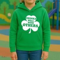 Drinks Well With Others Funny St. Patrick's Day Drinking Kids Hoodie thumb 3