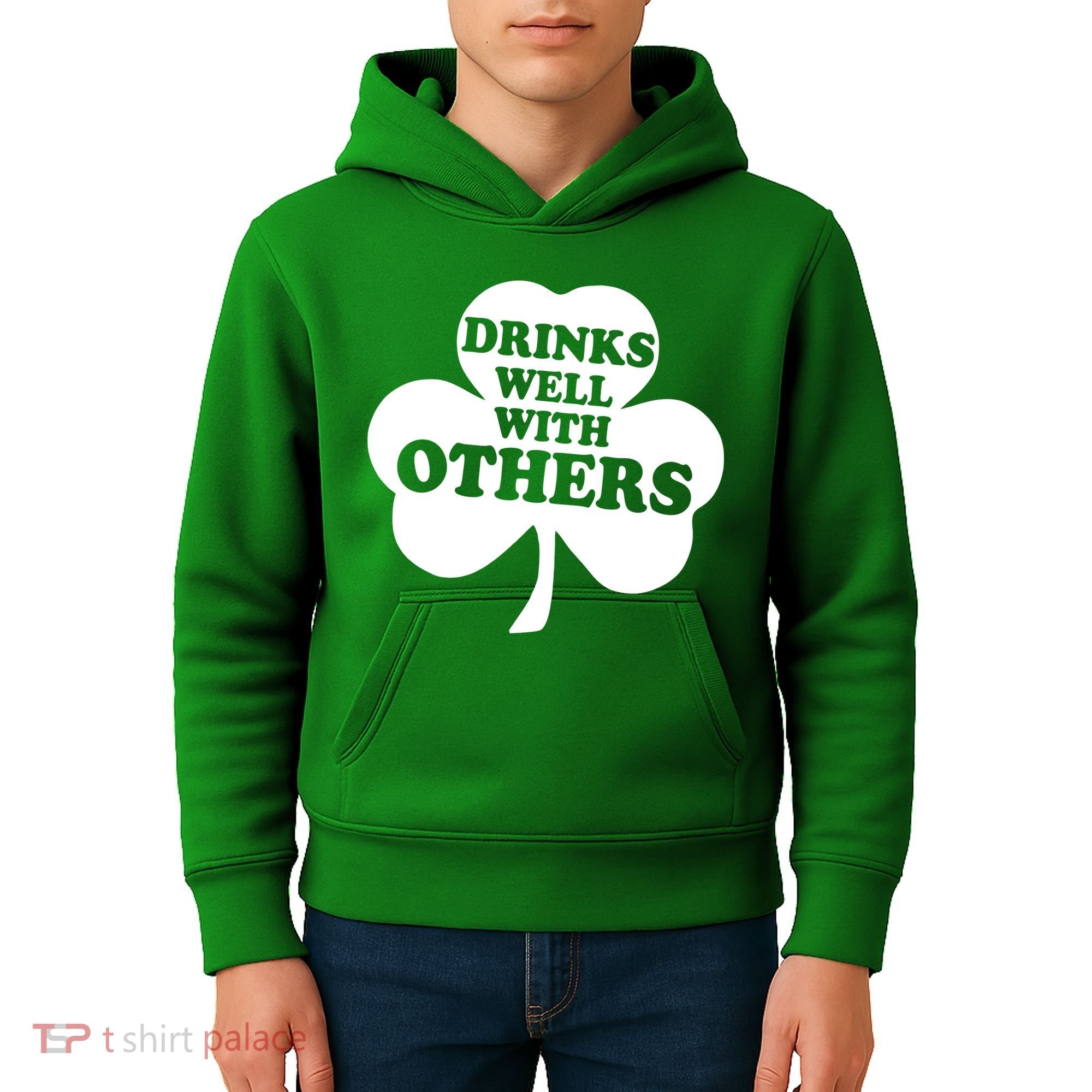 Drinks Well With Others Funny St. Patrick's Day Drinking Kids Hoodie