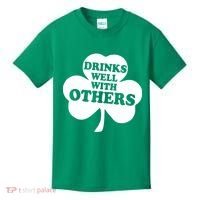 Drinks Well With Others Funny St. Patrick's Day Drinking Kids T-Shirt thumb 0