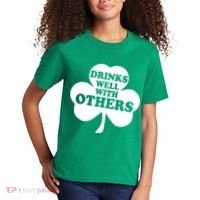 Drinks Well With Others Funny St. Patrick's Day Drinking Kids T-Shirt thumb 2