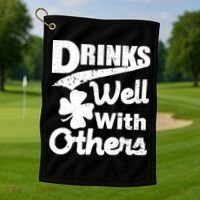 Drinks Well With Others St. Patrick's Day Golf Towel thumb 1