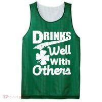 Drinks Well With Others St. Patrick's Day Mesh Reversible Basketball Jersey Tank thumb 0