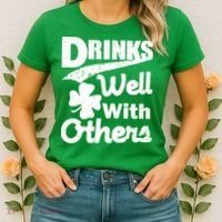 Drinks Well With Others St. Patrick's Day Women's T-Shirt thumb 2