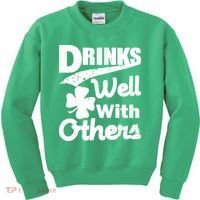 Drinks Well With Others St. Patrick's Day Kids Sweatshirt thumb 0